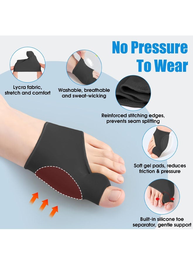 زوج واحد من مصحح إبهام القدم الأروح، فواصل أصابع القدم الكبيرة، وسادات جل داعمة لتصحيح إبهام القدم الأروح، مقوّم لأصابع القدم الكبيرة، واقي لتخفيف آلام إبهام القدم الأروح، فواصل أصابع القدم للرجال والنساء، للاستخدام ليلاً ونهاراً، أسود - Image 2